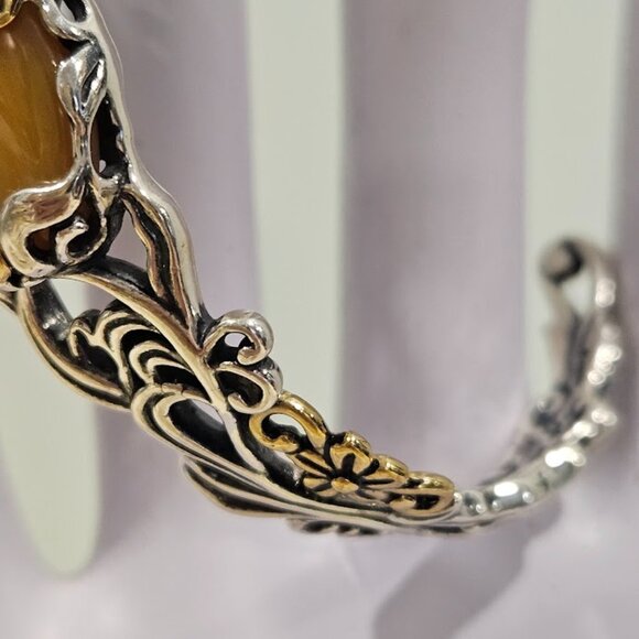 CAROLYN POLLACK Relios Sterling Silver 925 & Brass Ornate Tigers Eye Bracelet - Picture 9 of 16